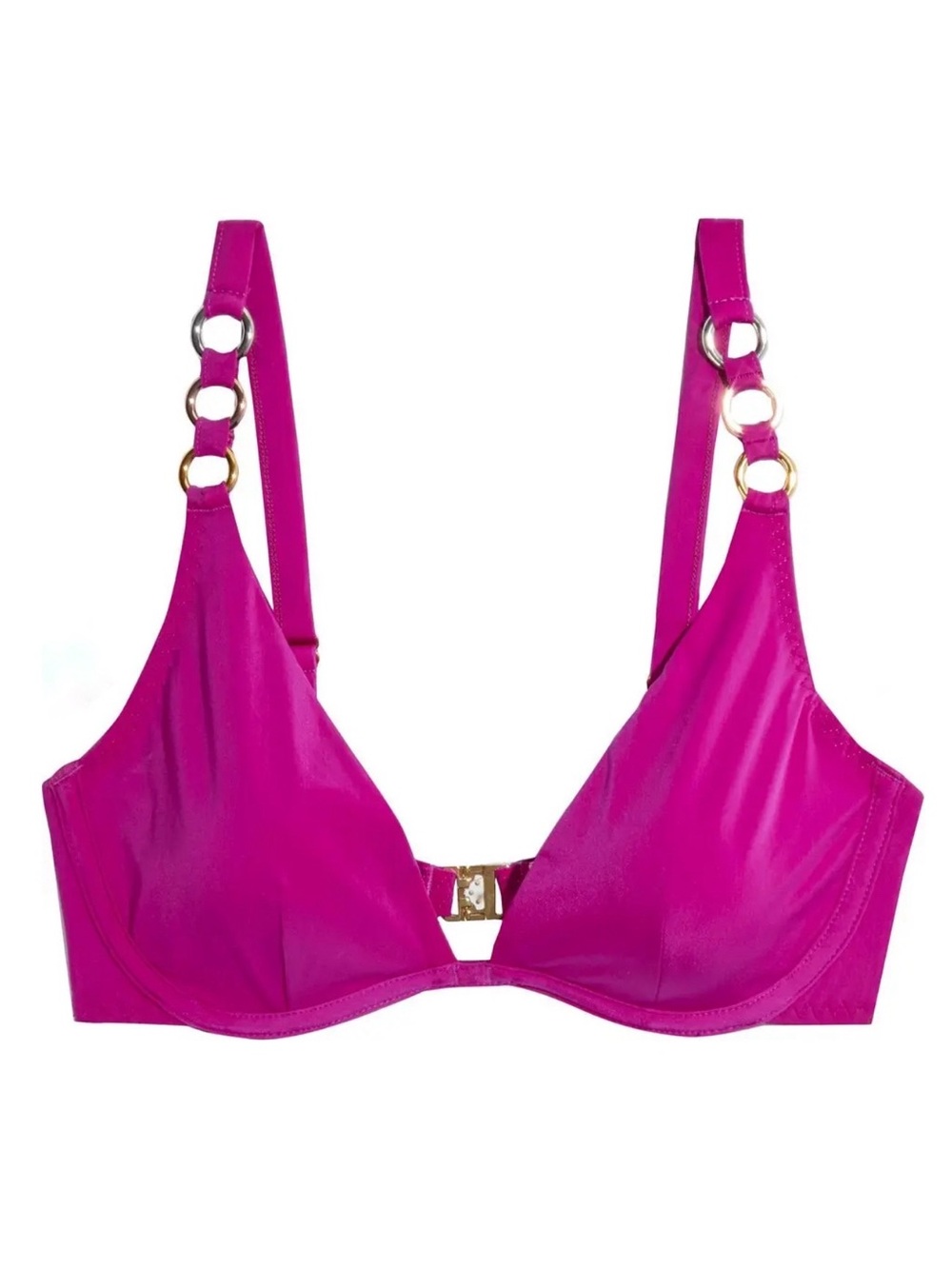 Agent Provocateur Kayla 3 Metal Rings Cerise Pink Bikini Swim Top